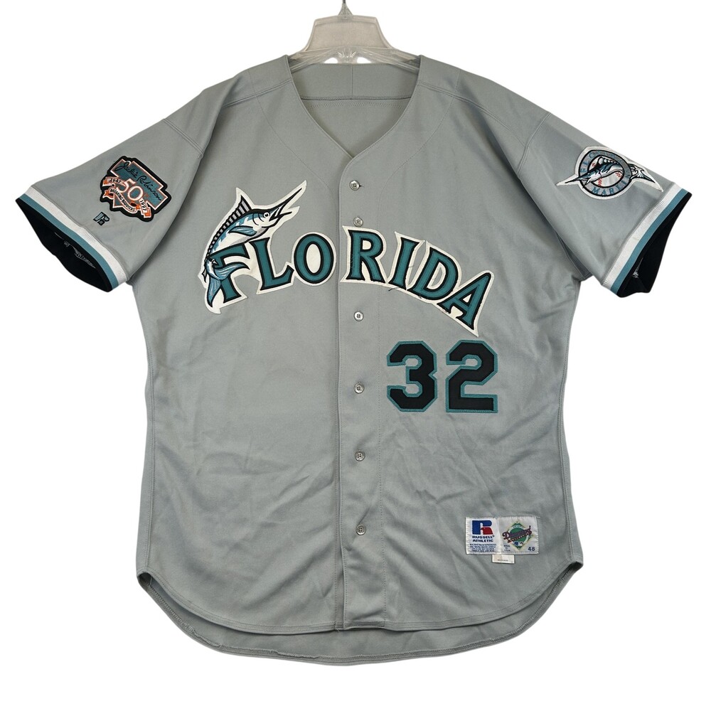 Vtg Florida Marlins Jersey Mens Size 48 Russell Diamond Collection Luebber 1997